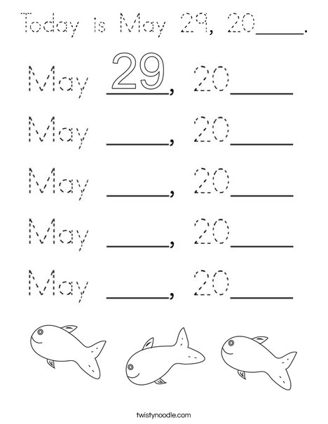 Today is May 29, 2020. Coloring Page