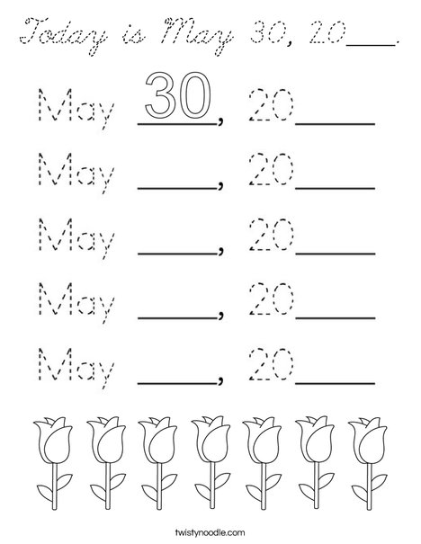 Today is May 30, 2020. Coloring Page