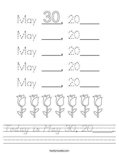 Today is May 30, 2020. Worksheet