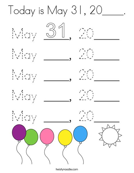 Today is May 31, 2020. Coloring Page