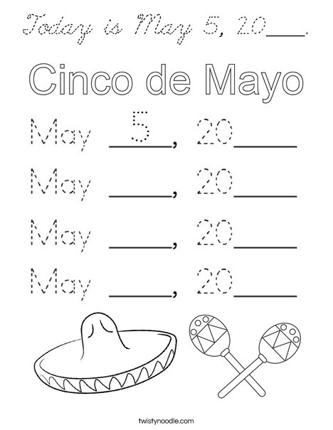 Today is May 5, 2020. Coloring Page