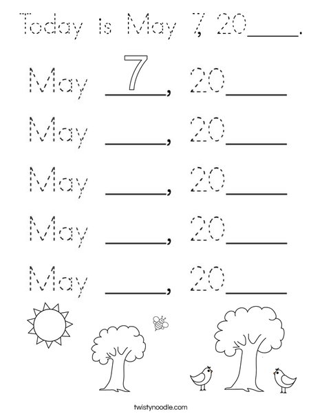 Today is May 7, 2020. Coloring Page