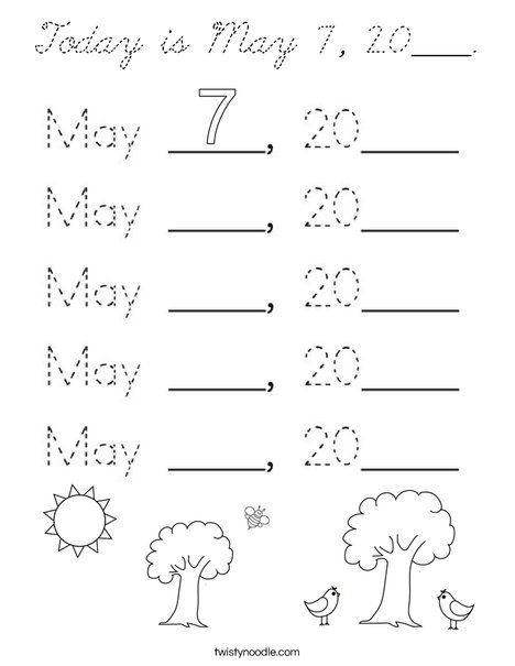 Today is May 7, 2020. Coloring Page