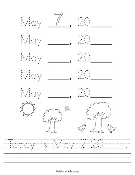 Today is May 7, 2020. Worksheet
