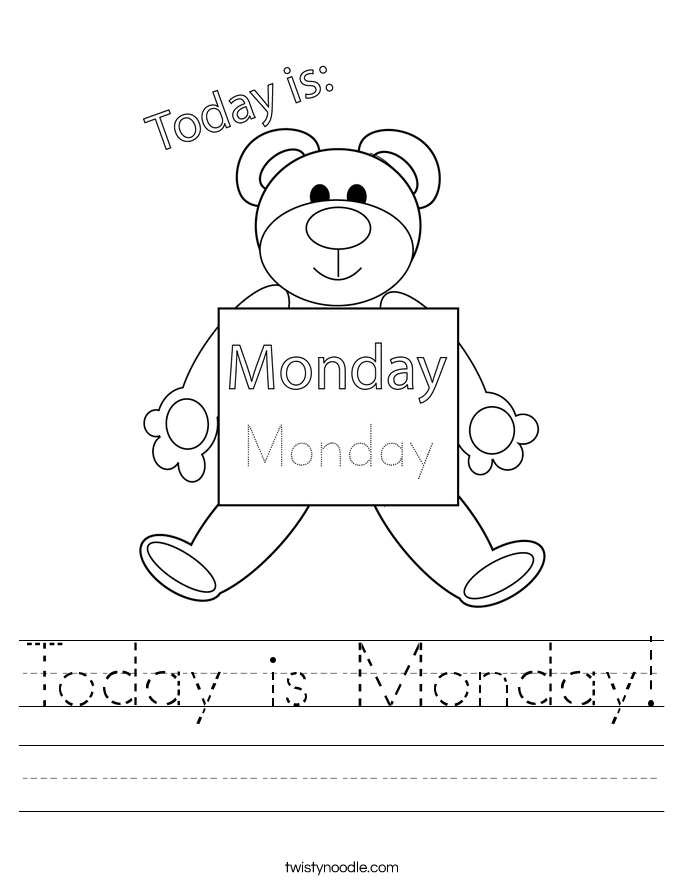 Today is Monday Worksheet Twisty Noodle Today is Monday Worksheet Twisty Noodle