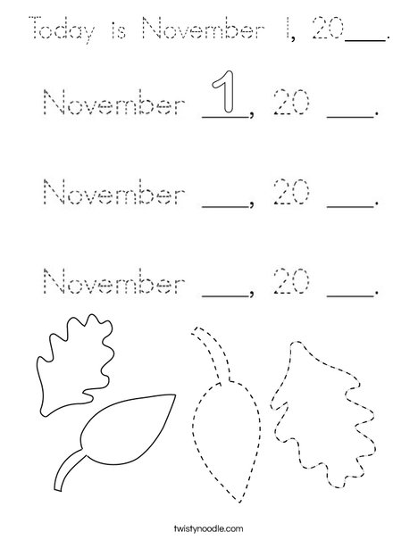 Today is November 1, 20___. Coloring Page