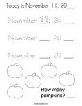 Today is November 11, 20___. Coloring Page