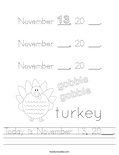 Today is November 13, 20___. Worksheet