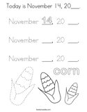 Today is November 14, 20___ Coloring Page