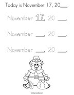 Today is November 17, 20___ Coloring Page