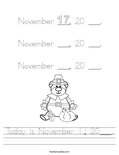 Today is November 17, 20___. Worksheet