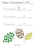 Today is November 2, 20___. Coloring Page
