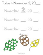 Today is November 2, 20___ Coloring Page