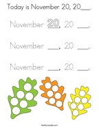 Today is November 20, 20___ Coloring Page