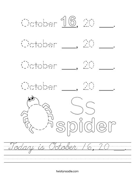Today is October 16, 20 ___. Worksheet