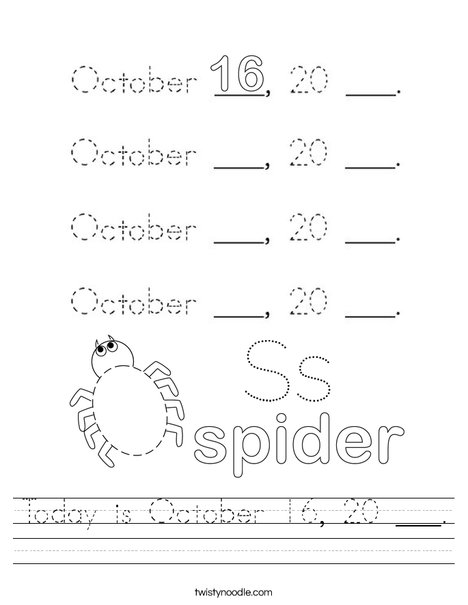 Today is October 16, 20 ___. Worksheet