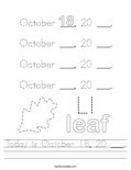 Today is October 18, 20 ___. Worksheet