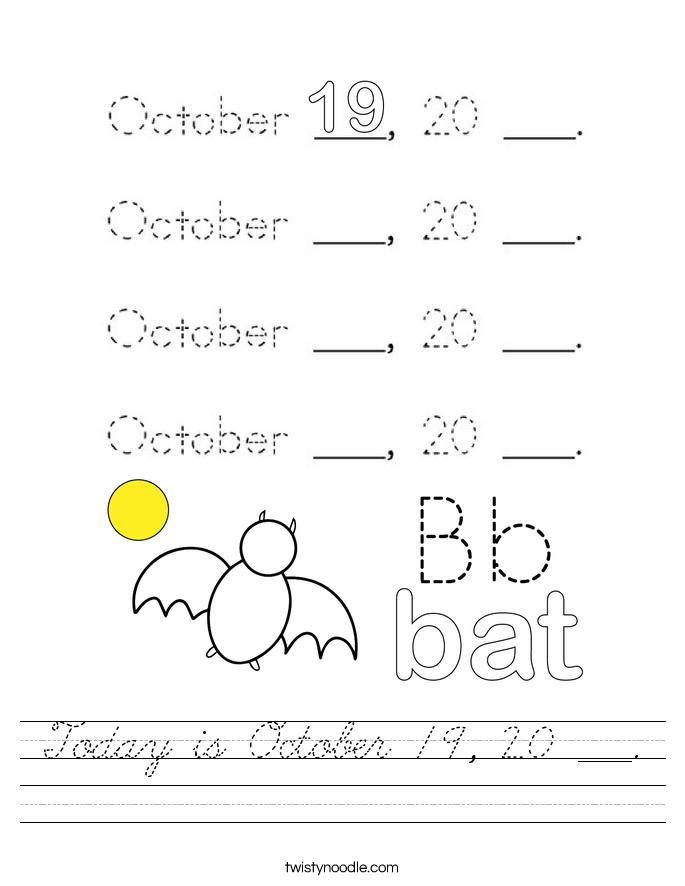 Today is October 19, 20 ___. Worksheet