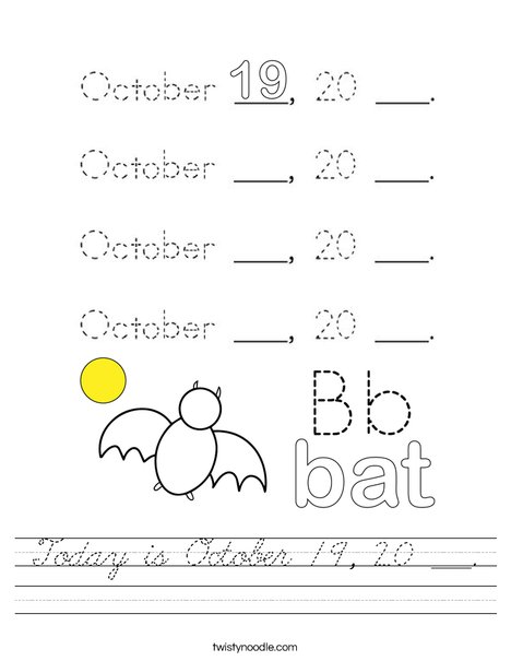 Today is October 19, 20 ___. Worksheet