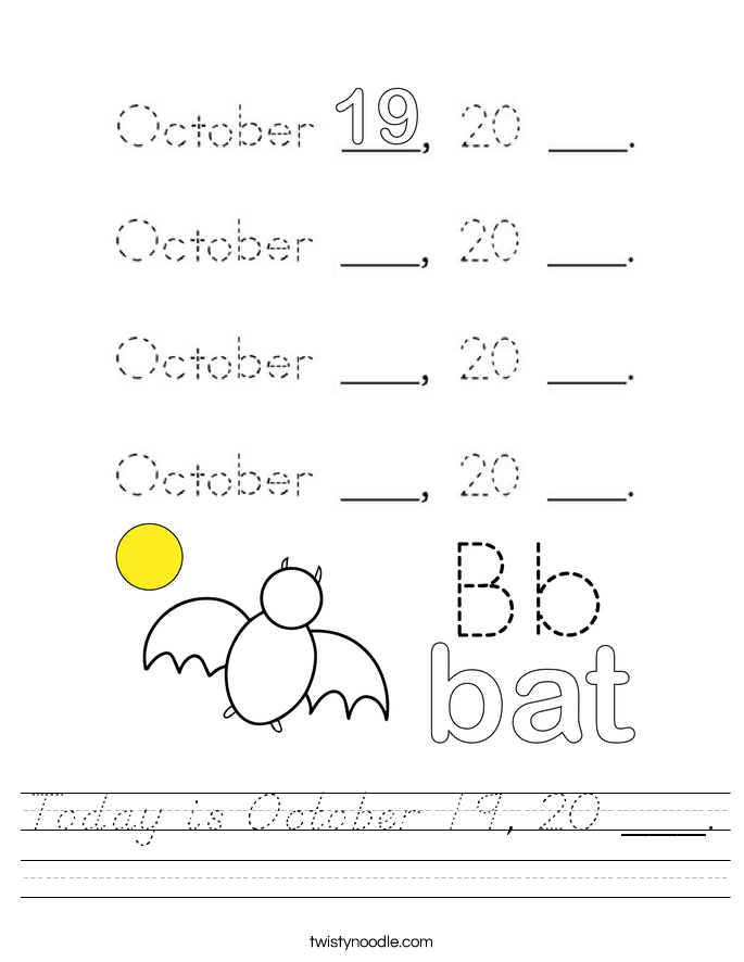 Today is October 19, 20 ___. Worksheet