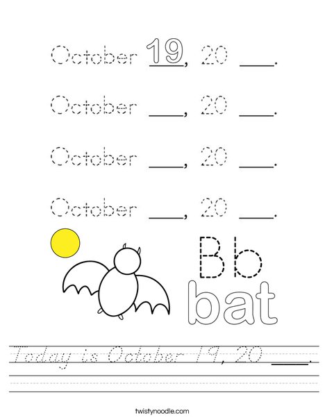 Today is October 19, 20 ___. Worksheet