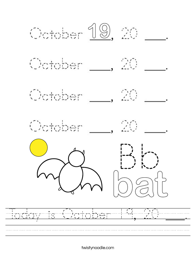 Today is October 19, 20 ___. Worksheet