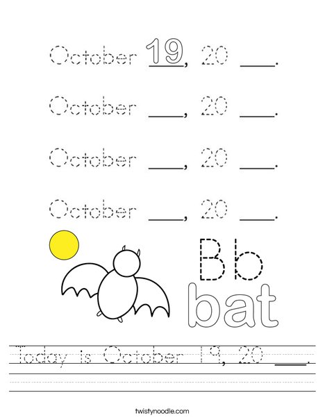 Today is October 19, 20 ___. Worksheet