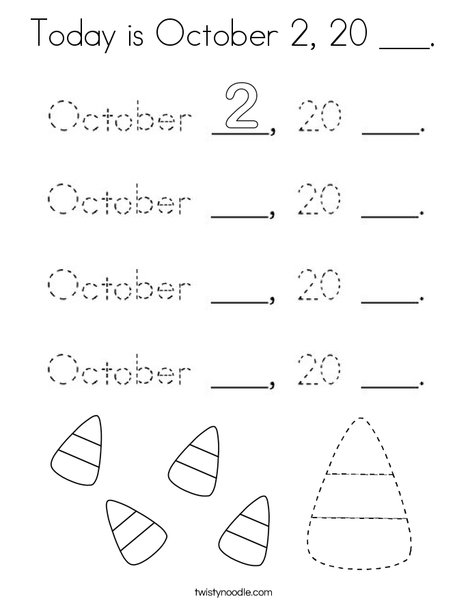 Today is October 2, 20 ___. Coloring Page