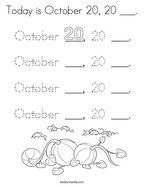 Today is October 20, 20 ___ Coloring Page