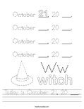 Today is October 21, 20 ___. Worksheet