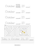 Today is October 23, 20 ___. Worksheet