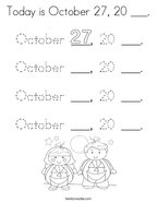 Today is October 27, 20 ___ Coloring Page