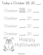 Today is October 28, 20 ___ Coloring Page