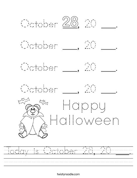 Today is October 28, 20 ___. Worksheet