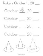 Today is October 4, 20 ___ Coloring Page