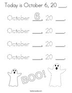 Today is October 6, 20 ___ Coloring Page