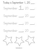 Today is September 1, 20 ___ Coloring Page