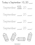 Today is September 10, 20 ___ Coloring Page