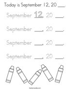 Today is September 12, 20 ___ Coloring Page