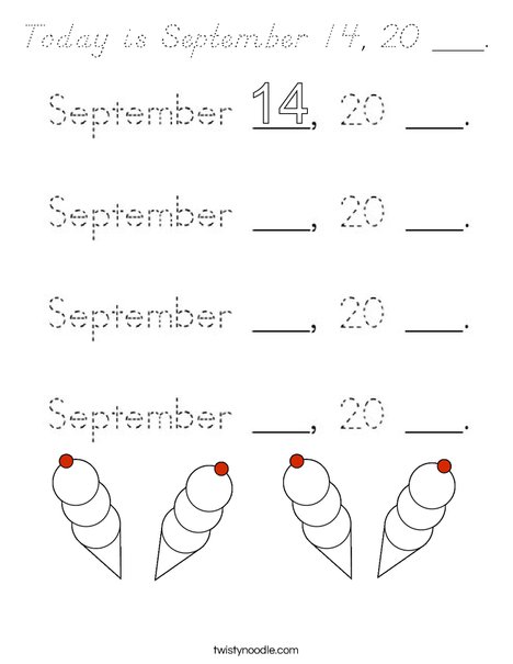 Today is September 14, 20 ___. Coloring Page