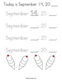 Today is September 14, 20 ___ Coloring Page