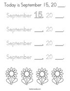 Today is September 15, 20 ___ Coloring Page