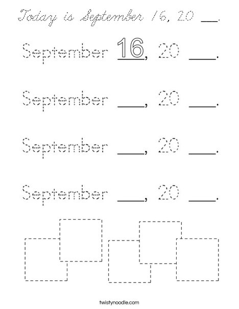 Today is September 16, 20 ___. Coloring Page