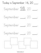 Today is September 16, 20 ___ Coloring Page