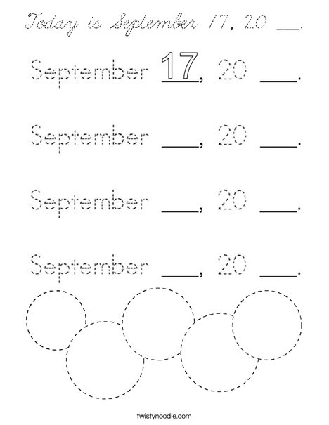 Today is September 17, 20 ___. Coloring Page