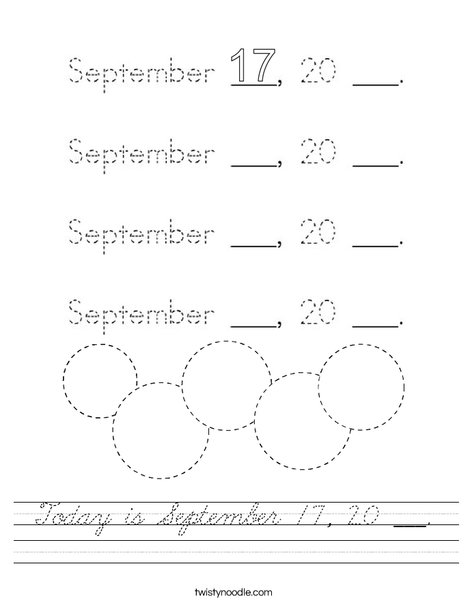 Today is September 17, 20 ___. Worksheet