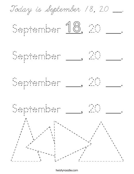 Today is September 18, 20 ___. Coloring Page