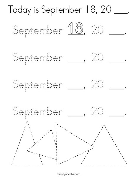Today is September 18, 20 ___. Coloring Page