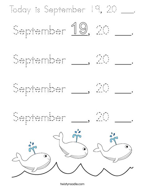 Today is September 19, 20 ___. Coloring Page