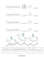 Today is September 19, 20 ___ Handwriting Sheet